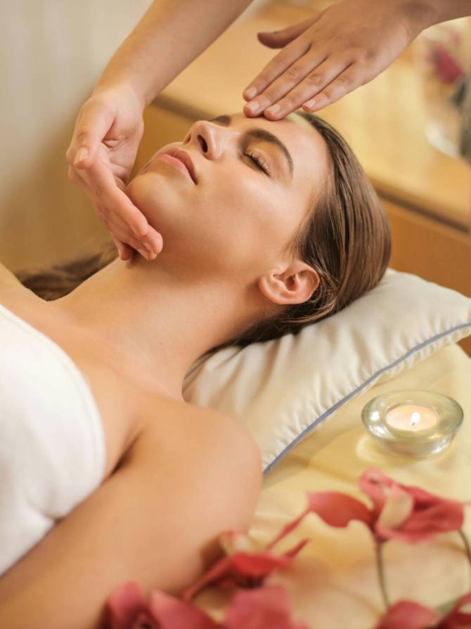 Experience tranquility with a relaxing aromatherapy facial at a luxurious spa.